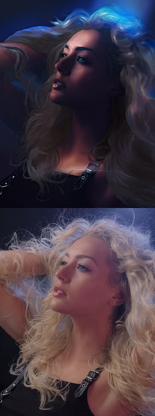 Woman lighting & hair retouch