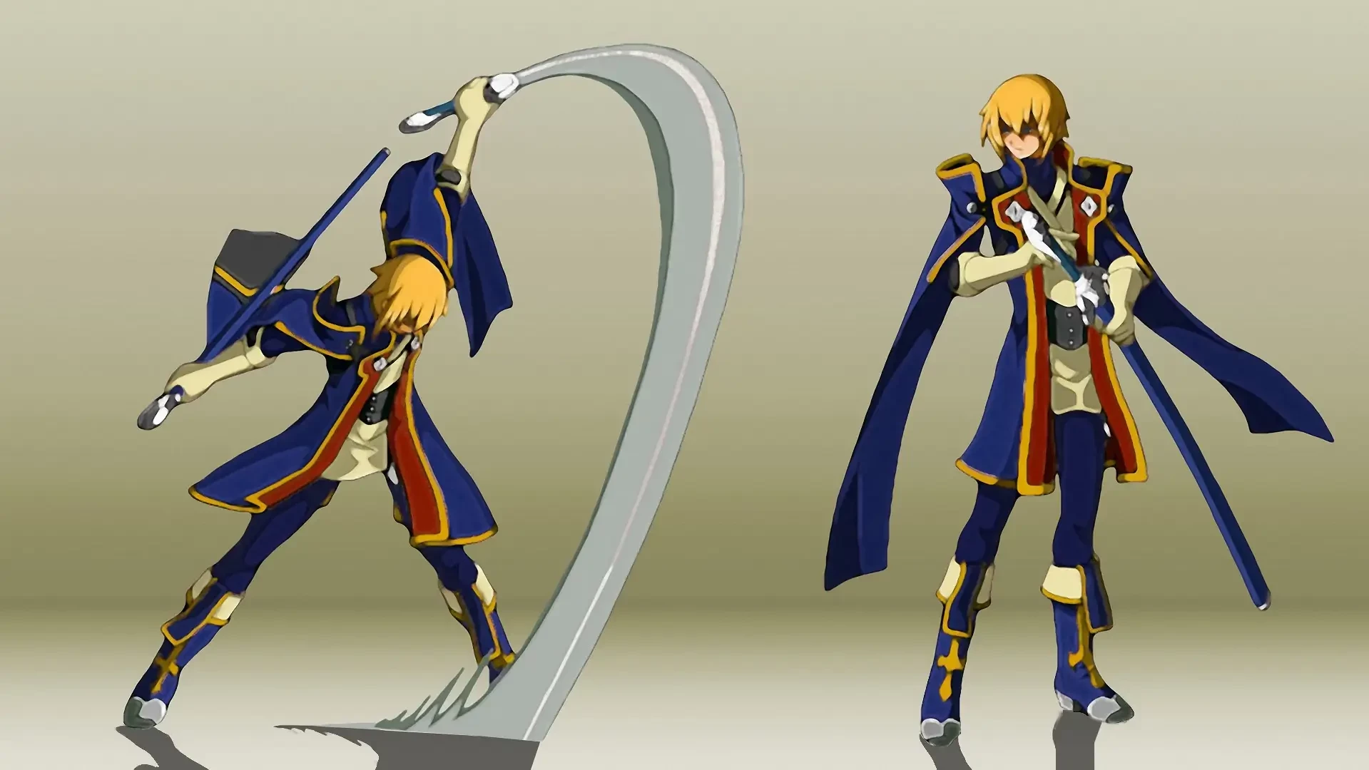 Screenshot of 4k character sprite. Jin Kisaragi from BlazBlue.